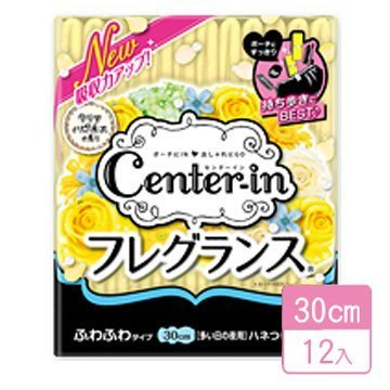 日本【Center-in】潔淨花香輕柔蝶翼衛生棉-30cm/12入【#09】