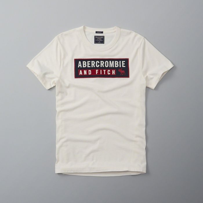 【蟹老闆】Abercrombie & Fitch【現貨】經典logo文字 刺繡 麋鹿 米白
