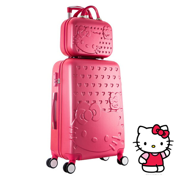 共8色 24吋+14吋 Hello Kitty 登機化妝包 拉桿飛機倫輕量型子母行李箱 (有密碼鎖) 免運 by ［樂活芫創］