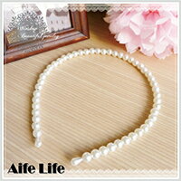 【aife life】韓版氣質小公主珍珠髮箍~珍珠白~雜誌款大推薦