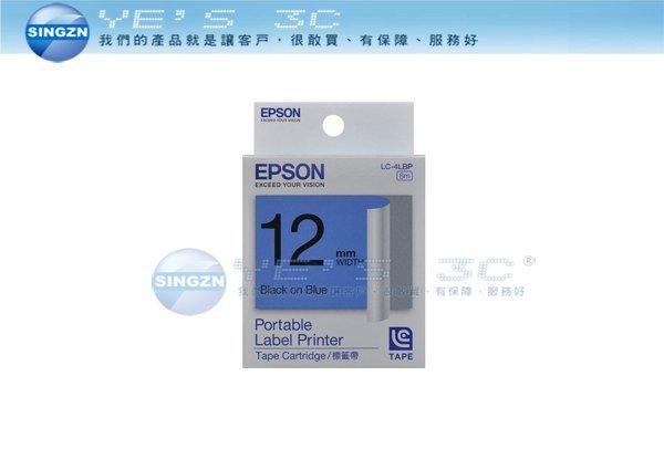 「YEs 3C」全新 EPSON 愛普生 LC-4LBP 標籤帶 C53S625006 藍底黑字