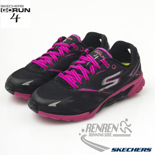 SKECHERS 女 慢跑鞋GOrun Ride 4 (黑粉) 防潑水保暖腳部 情侶鞋