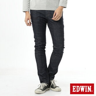 【9折優惠↘】【加大碼】EDWIN EDEG雙層斜袋窄管牛仔褲-男-原藍色