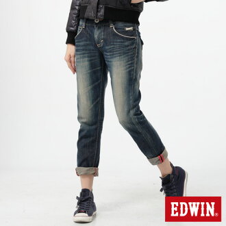 【1290元優惠↘】Miss EDWIN Blue Trip 袋蓋AB褲-女款 拔洗藍