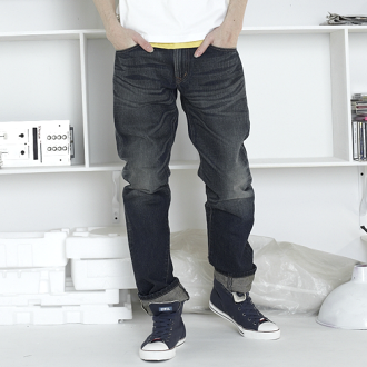 【5折優惠↘】EDWIN 505 ZX 直筒牛仔褲-男 中古藍