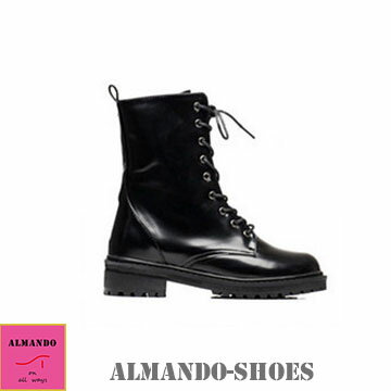 ALMANDO-SHOES★亮面綁帶中筒靴★秋冬新款 中筒靴