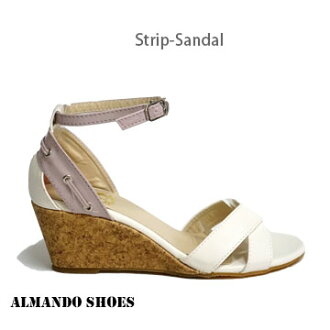 ALMANDO-SHOES 細帶船形跟雙色涼鞋-3色