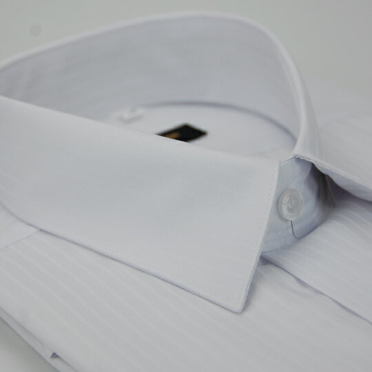 【金‧安德森】白色寬直條紋類絲質窄版短袖襯衫
