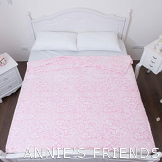Annie's Friends 雪貂絨提花毯 優雅藍 甜粉紅 溫暖 禮品