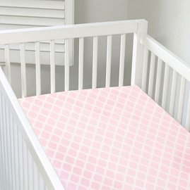 【好優Hoyo】加拿大 Kushies 棉絨嬰兒床床包-粉紅菱格紋 71x132cm