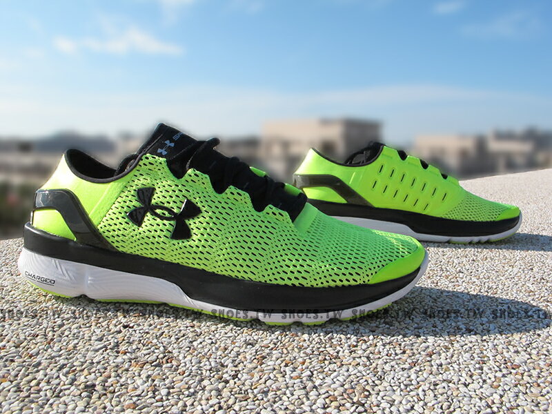 Shoestw【1266205-363】UNDER ARMOUR Speedform Apollo 2 進化版 螢光綠黑