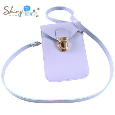 【P015】shiny藍格子-簡約潮流．韓版新款單肩斜挎包迷你手機包零錢包