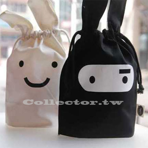 【G14082201】韓版-忍者兔子可愛布藝收納袋 束口收納袋 雜物袋日用整理袋