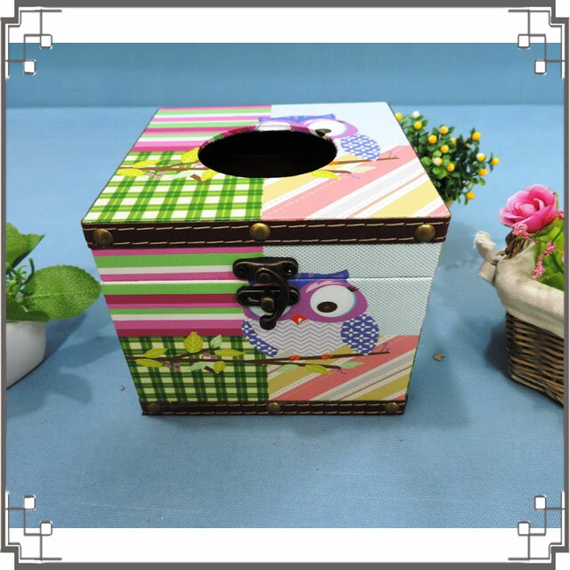 木製帆布方形面紙盒《PC10》貓頭鷹木製紙巾盒 餐廳 民宿 居家布置◤彩虹森林◥