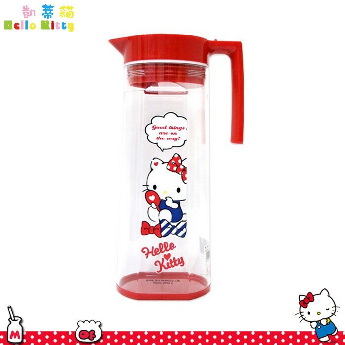 大田倉 日本進口正版凱蒂貓 Hello Kitty 塑膠冷水壼 1.5L 透明水瓶 水瓶 水罐 106255
