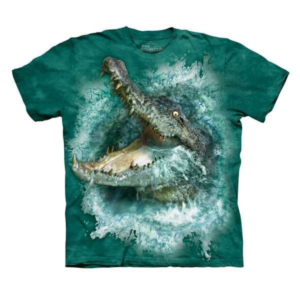【摩達客】美國進口The Mountain 深綠巨口鱷（預購）純棉環保短袖T恤