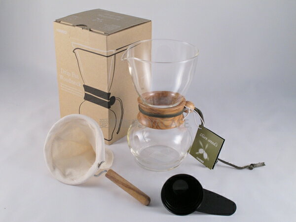 《愛鴨咖啡》HARIO DPW-1-OV 橄欖木 法蘭絨 濾布含支架 手沖壺 1-2杯份 贈更換濾布3片