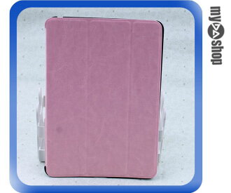 《DA量販店》ipad mini 三折 斜紋 皮套 保護套 保護殼 休眠 支架 功能 粉紅(78-4279)