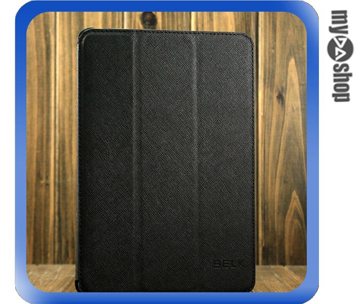 《DA量販店》ipad mini 三折 斜紋 皮套 保護套 保護殼 休眠 支架 功能 黑色(78-4281)  