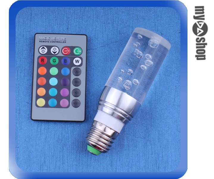 《DA量販店》LED E27 水晶 七彩 燈泡 燈具 裝飾燈 附遙控器 3W 85-265V(79-1596)