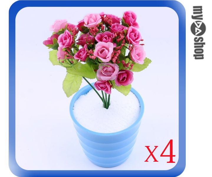 《DA量販店》仿真 塑膠花 假花 造景 裝潢 佈置 21朵 多色 玫瑰花 四入一組(79-3651)