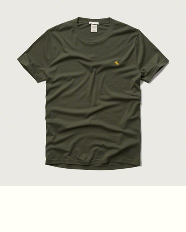 A&F 男 T-Shirt 短袖 上衣 素T T恤(綠)