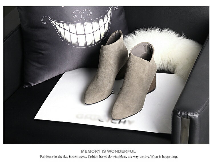 2015秋冬韓式한국의都會女子尖頭小V高跟踝靴十天預購+現貨