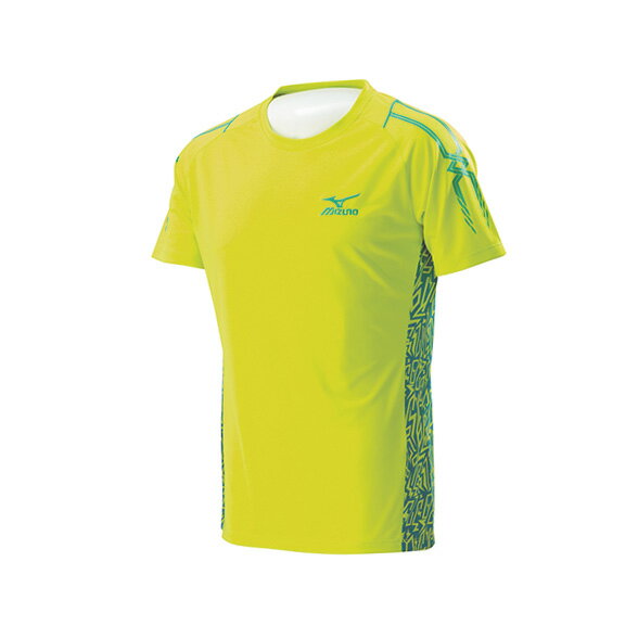 32TA600136（蘋果綠X黃綠）奧運記錄高級昇華印刷設計 男短袖T恤 【美津濃MIZUNO】