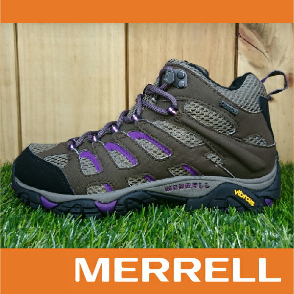 MERRELL MOAB MID GORE-TEX防水 女款高筒登山健行鞋 黃金大底 紫色