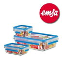 德國EMSA  專利上蓋無縫玻璃保鮮盒 (0.2/0.5/1.3L)超值三入組 514169 0