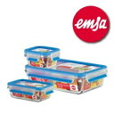德國EMSA 專利上蓋無縫玻璃保鮮盒 (0.2/0.5/1.3L)超值三入組 514169 0