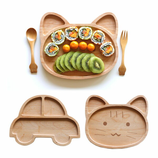 三木櫸木木製餐盤盤子玩具車卡通011781海渡