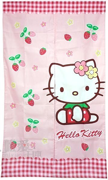 【真愛日本】12092800001 長門簾-草莓 三麗鷗 Hello Kitty 凱蒂貓 門簾 居家用品 簾子 正品
