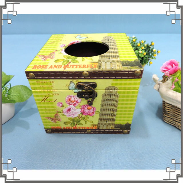 木製帆布方形面紙盒《PC15》比薩斜塔木製紙巾盒 復古風 餐廳 民宿 居家布置◤彩虹森林◥