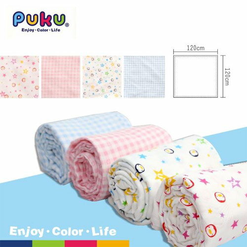 【奇買親子購物網】PUKU 藍色企鵝 透氣紗布包巾被2入(水色/粉色)