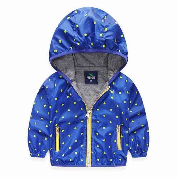 EMMA商城~兒童藍色點點連帽輕量風衣薄外套