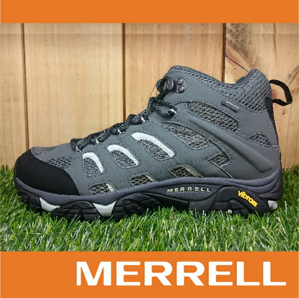 MERRELL MOAB MID GORE-TEX防水 男款高筒登山健行鞋 黃金大底 灰白色