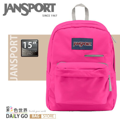 「JANSPORT」後背包 平板電腦背包 書包-螢光粉紅
