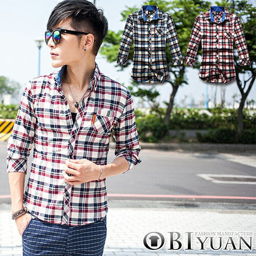 短袖襯衫【BK336】OBI YUAN韓國布料訂製皮標口袋專櫃七分袖襯衫共2色