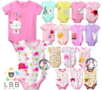 童衣圓【AB056-2】AB56-2前排扣哈衣女 LBB 短袖 前開 前扣 前開釦 包屁衣 包臀衣~3.6.9.12.18.24M