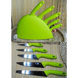 五彩多用刀具 廚房刀具六件套 彩色時尚創意刀具套裝桔色