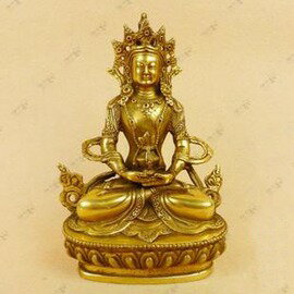 【佛像-銅-小長壽佛】佛教用品 藏傳佛教 藏佛 藏傳密宗銅佛像長壽佛小號佛像-7501002