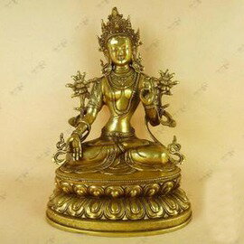 【佛像-銅-雙座白度母】佛教用品 藏傳佛教 藏佛 藏傳密宗 雙座白度母 銅佛像-7501002