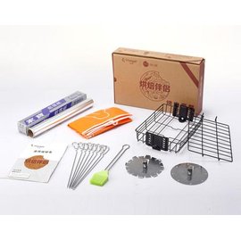 【烹飪套裝-鮮嫩燒烤套餐-HB06-5件套】烹飪專業首選燒烤工具 燒烤必備5件套(烤肉架+烤魚網+3件燒烤用品)-8001007