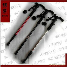 【彎柄登山杖-鋁合金-3節66-135cm/4節52-110cm-1支/組】戶外旅遊用品 3-4節彎柄登山杖 爬山杖手杖伸縮拐杖-56003