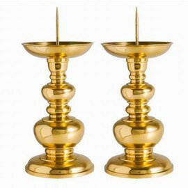 【光身葫蘆針燭臺-6英寸-純銅-底座8*高15.5cm-1對/組】復古簡約婚慶供佛光身葫蘆蠟燭台擺件蠟臺一對多款可選-7501025