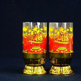 【佛燭-防風紅蠟燭-3號-32小時-直徑5*高18cm-4套/組】2支/套 佛教用品無煙蠟燭鬥燭(招財進寶/佛光普照可選)-7501025