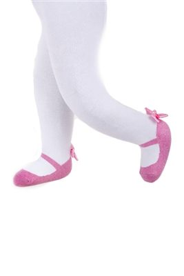 美國 Baby Emporio 造型棉襪 金蔥瑪莉珍 蝴蝶結 褲襪 嬰兒襪 襪子 粉紅色 6-12M