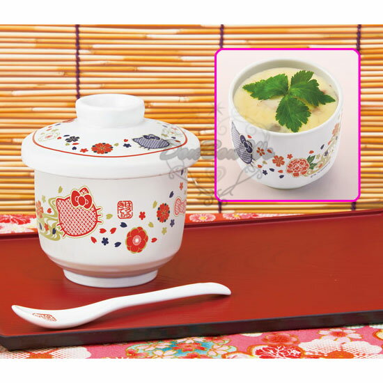 KITTY茶碗陶瓷湯碗附湯匙景品022411海渡