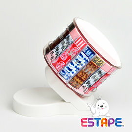 ESTAPE 易撕貼膠台(45°新穎設計鋼琴白質感)搭配易撕貼-和風組合抽取式OPP膠帶